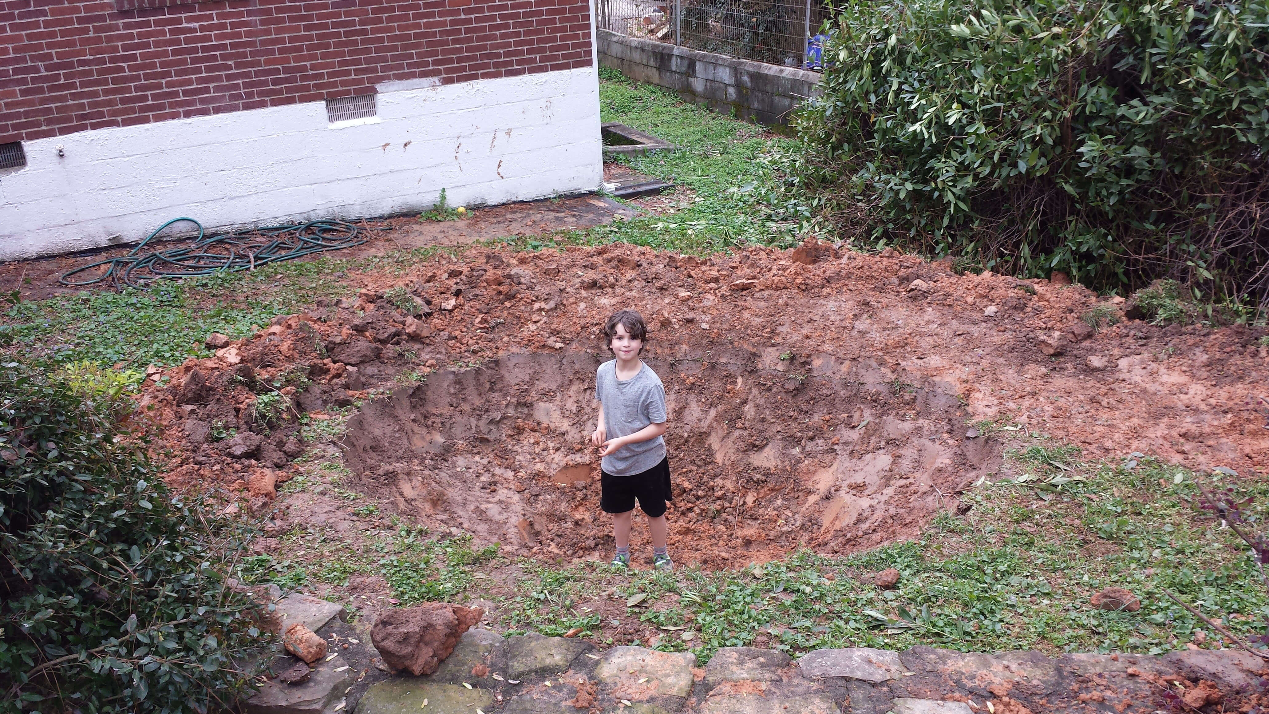 digging tadpole pond. March 19th day 9